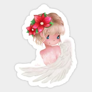 Christmas Poinsettia Angel Sticker